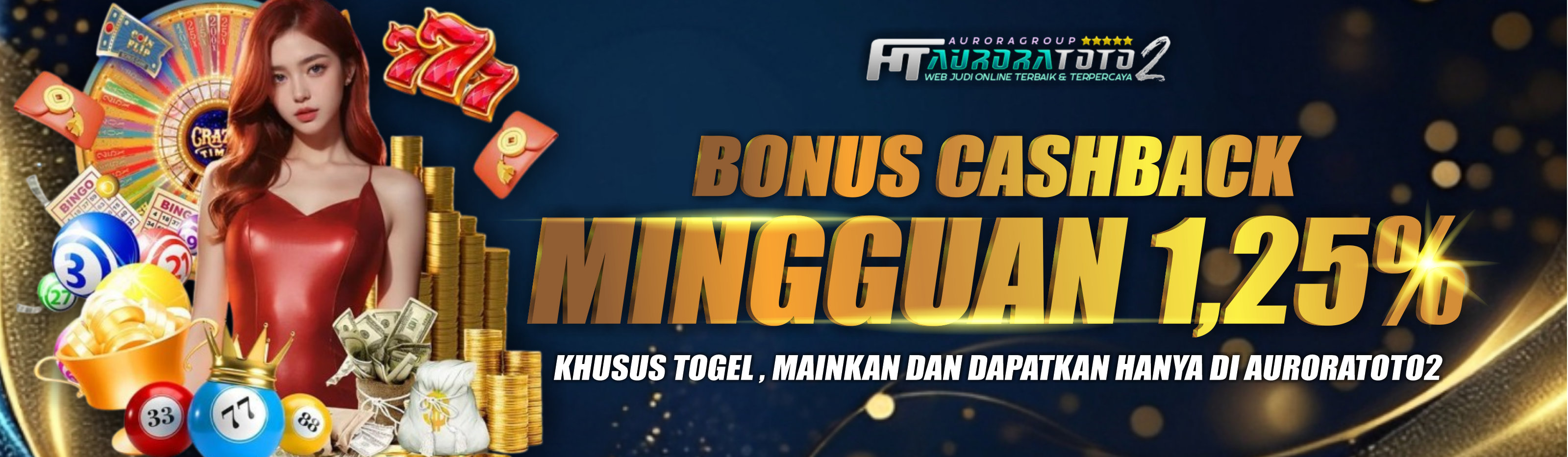 BONUS CASHBACK MINGGUAN TOGEL 1.25% Banner